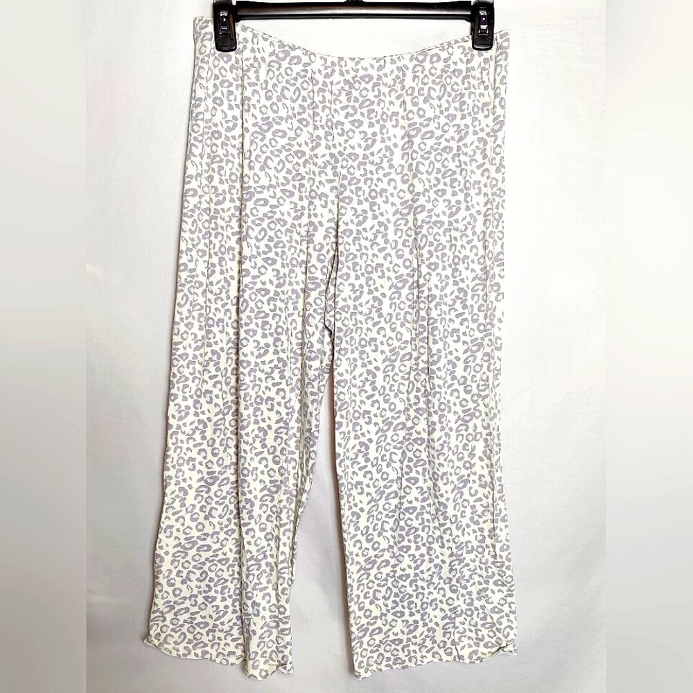 Covington Cropped Lounge/Pajama Pants, Beige/Grey Leopard Print, Sz L